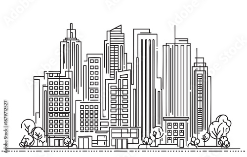 High rise building sketch. Doodles architecture