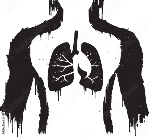 Abstract anatomical illustration showcasing lungs within human t