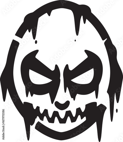 Abstract spooky face icon with dripping features for halloween t