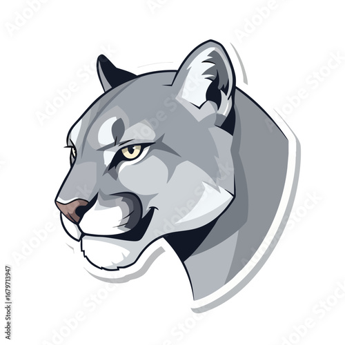 Detailed Cougar Head Illustration.