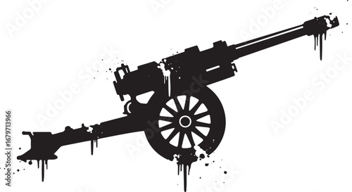 Artillery Silhouette with Grunge Effects a Powerful and Decorati