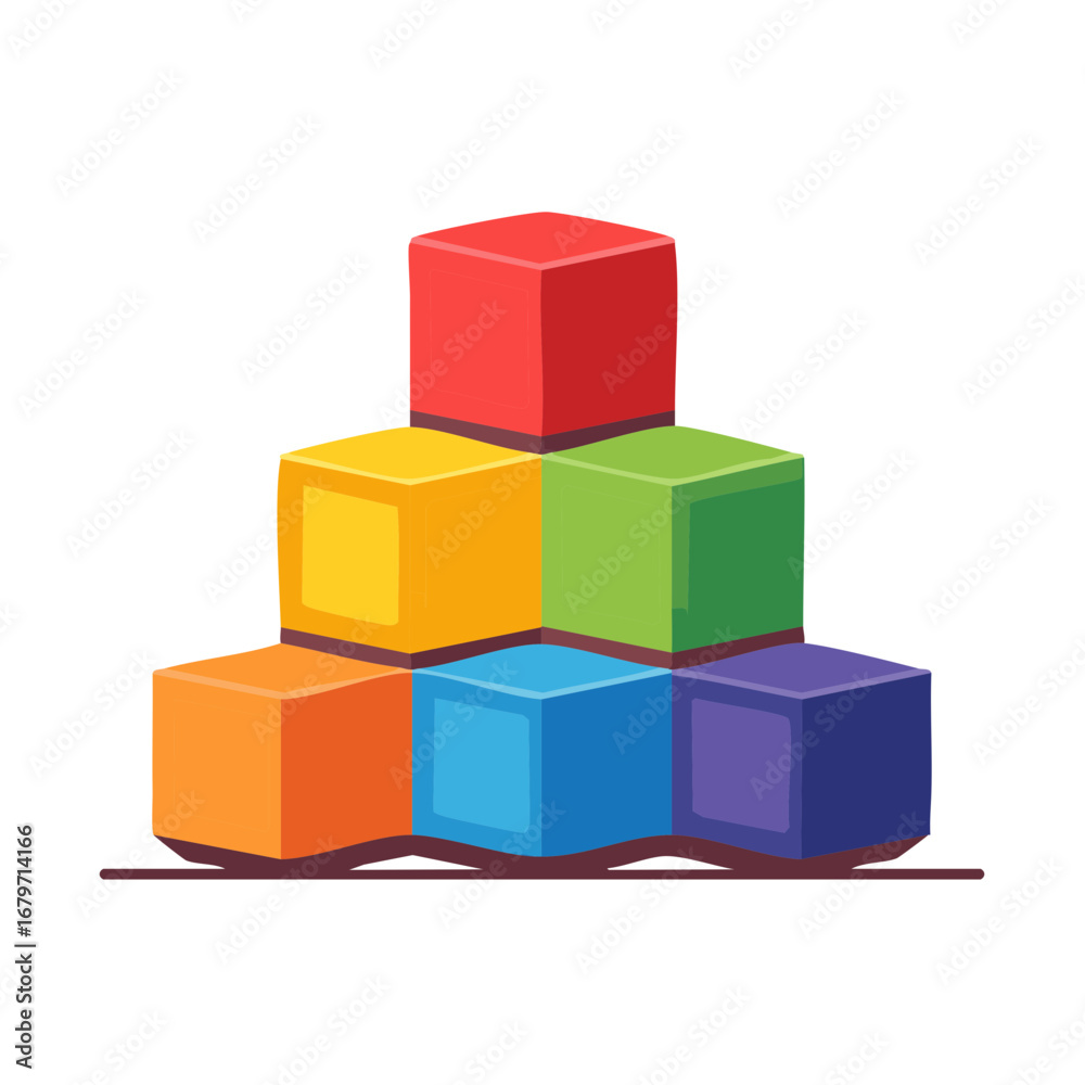 Obraz premium Vibrant colorful building blocks stacked in a pyramid shape symbolizing growth and education
