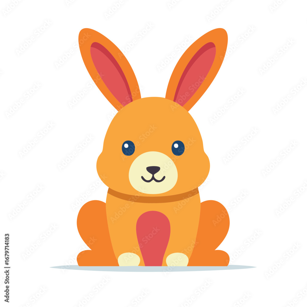 Obraz premium Cartoon illustration of orange bunny rabbit with big ears