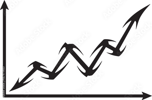 Ascending Trend Line Chart Arrow Icon Illustrating Growth and Pr