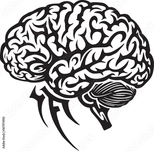 Abstract stylized representation of the human brain with artisti