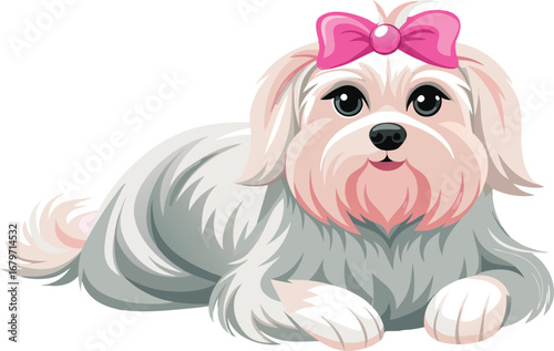 Adorable maltese dog clipart vector illustration scalable for design projects illustration
