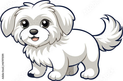Adorable maltese puppy vector illustration for scalable graphic design projects illustration