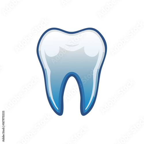 Illustration of a Healthy Tooth with Blue Outlines for Dental Care or Health