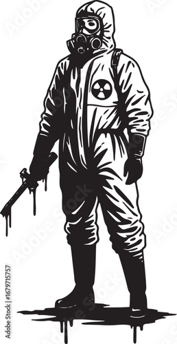 Hazmat team agent with the weapon, clean up radioactive spills c