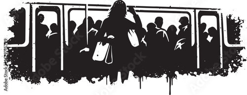 Urban transit abstract, conveying the claustrophobia of a crowde