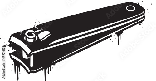Monochrome Nail Clipper Illustration with an Edgy, Artistic Spla