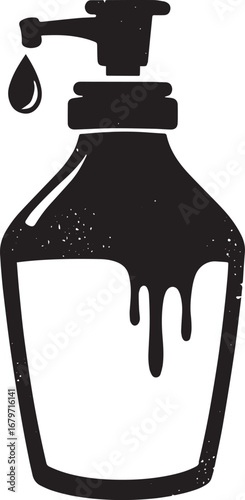 Stylized Illustration of a Liquid Soap or Lotion Dispenser Bottl