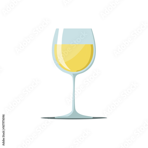 Stylized wine glass with golden yellow liquid a simple clean vector illustration for beverage concepts