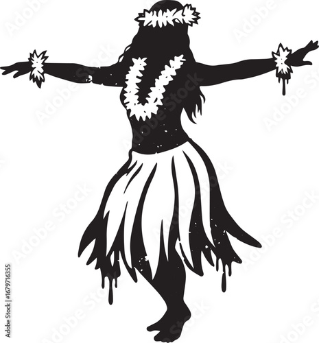 Silhouette of hula dancer evoking hawaiian culture and island tr