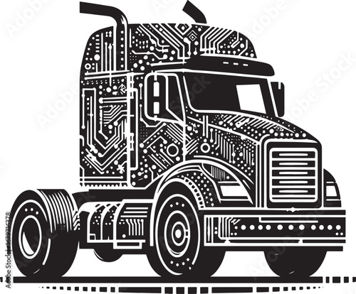 Digital Truck Artwork Representing Technology and Modern Transportation Concepts