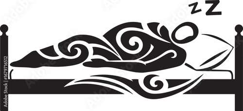 Abstract stylized vector illustration depicting sleep and bedwet