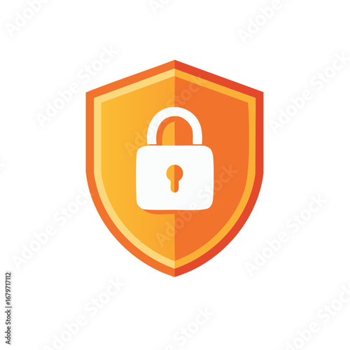 Shield icon with padlock graphic. Symbol of digital security and protection concept.
