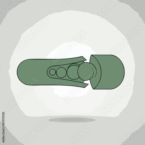 Green tool illustration with circular design focused on the main subject.