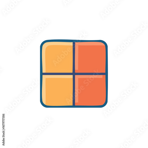 Four pane window or abstract grid graphic with warm orange and red colors and rounded corners