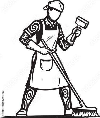 Dedicated sanitation specialist vector illustration ready for di