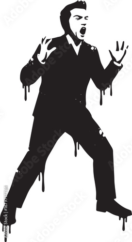 Distressed businessman silhouette expressing shock and failure w