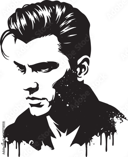 Monochrome portrait of a stylish man with slicked-back hair and