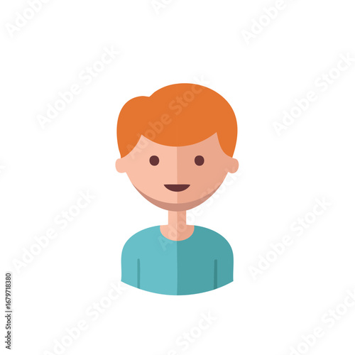 Boy Character Portrait with Red Hair Vector Illustration  on White