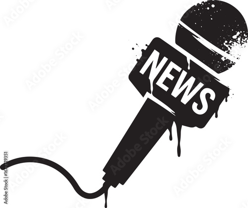 Grungy news microphone illustration representing breaking inform