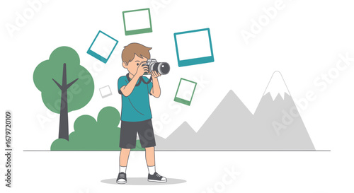 Creative Young Photographer Capturing Stunning Views Using Latest Photography Tech