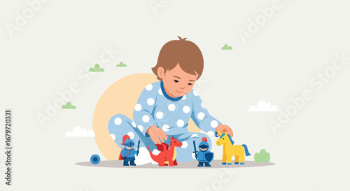 Child's Afternoon Playtime With Toy Figures Creating A Whimsical Scene Of Delight