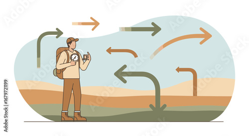 Choosing Direction: Explorer Navigating Trails with Future Path Choices, Time and Arrows