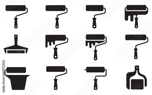 Black paint rollers and tools for painting walls equipment home improvement