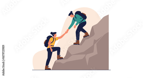 Collaborative Ascent: Two Individuals Scaling Together, Highlighting Cooperation And Support