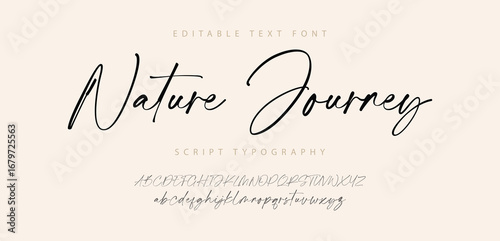 Nature Journey logo signature Font. Calligraphy Logotype Script Brush Font Type Font lettering handwritten. vector illustration 
