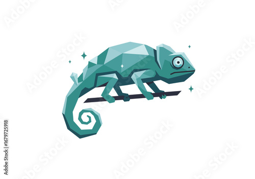 Geometric Chameleon Illustration on Branch.