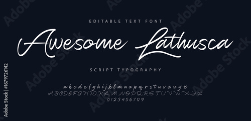 Awesome Lathusca logo signature Font. Calligraphy Logotype Script Brush Font Type Font lettering handwritten. vector illustration 
