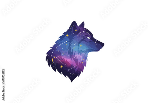 Galactic Wolf: A Cosmic Silhouette of Wildlife and Space.