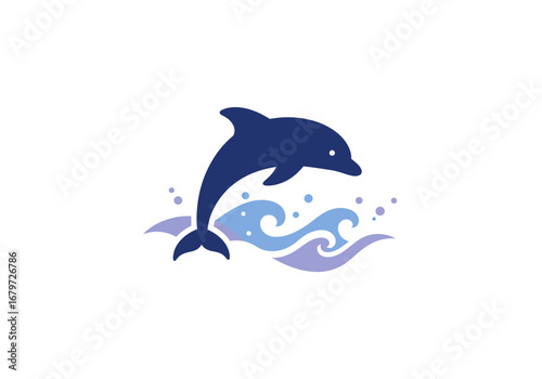 Dolphin Jumping Out of Water Illustration for Logo or Branding.