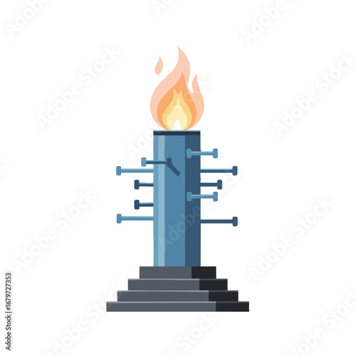 Flaming Pillar Monument Pierced with Many Nails.