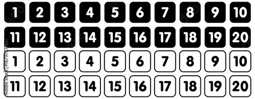 Vector illustration bullet point set.  Pins with number 1 to 20.