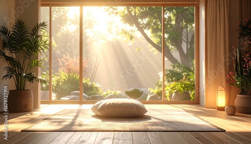 Peaceful Sunrise in a Zen Garden Room
