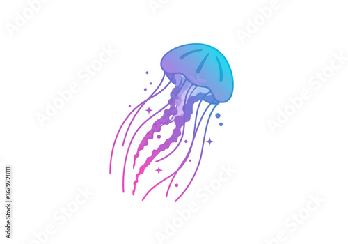 Gradient Jellyfish Illustration: Vibrant Sea Creature Art.