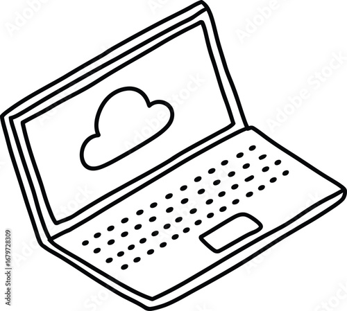  Laptop with a cloud computing icon.