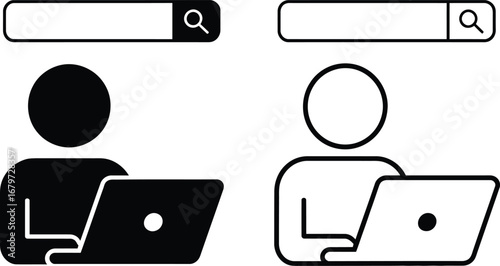  Person searching online using a laptop.