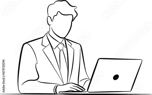 Businessman working on a laptop.