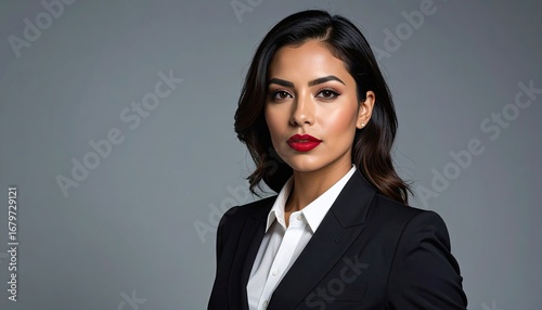 Portrait of a Confident Businesswoman in Black Blazer and White Shirt