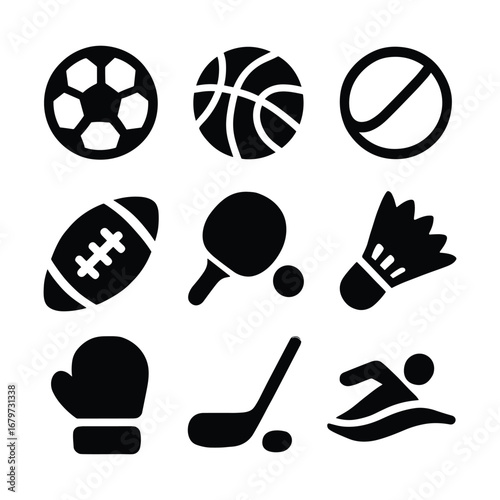 Sports and fitness icon silhouette collection