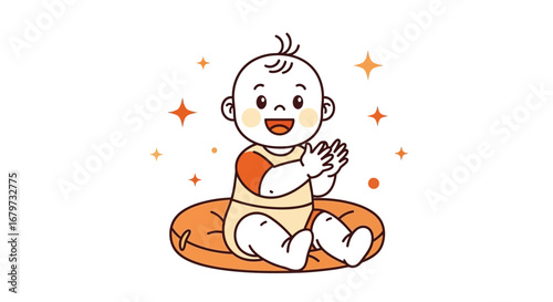Cheerful Baby Celebrating And Happy, Illustrated In A Bright And Playful Style