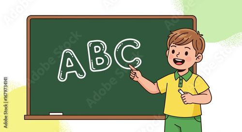 Child Learning The Alphabet Illustrates Education In A Cheerful And Encouraging Manner