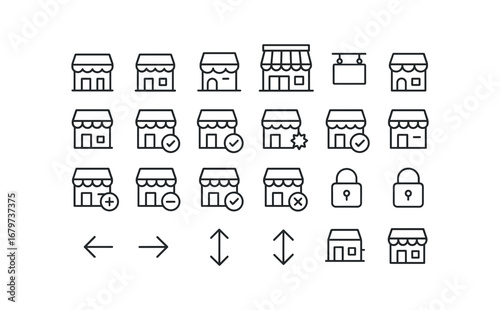 vector outline icons Retail (Basic) retail icon retail shop retail store retail mall retail open retail closed retail valid retail invalid retail active retail inactive retail new retail.